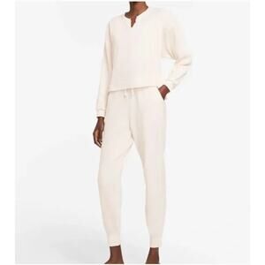 Nike Yoga Luxe Dri-Fit‎ Jogger Pants Waffle Texture Ivory Cozy Athleisure XS
